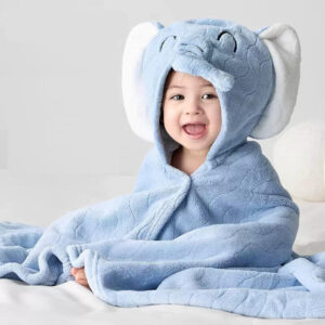 New Arrival Cute Animal Design Bathrobe Wrap for Babies Soft Coral Fleece Hooded Kids Towe