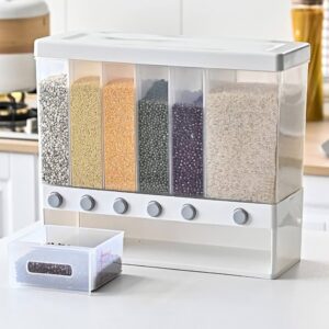 6-Grid Kitchen Grain Storage Dispenser & Moisture-Proof Cereal Container
